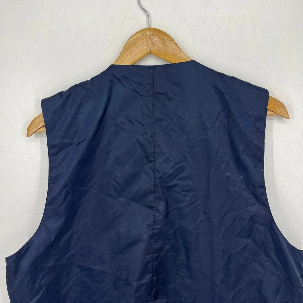 Arizona Jean Company Mens Blue Suede Leather Vest Cinch Back Medium
